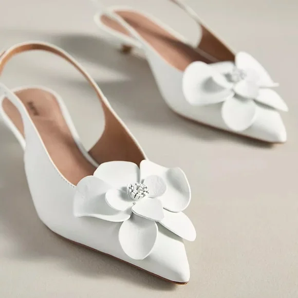 Maeve Floral Slingback Kitten Heels Anthropologie - Picture 1 of 8